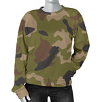 Desert Green Camouflage Print Women's Crewneck Sweatshirt GearFrost