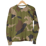 Desert Green Camouflage Print Women's Crewneck Sweatshirt GearFrost