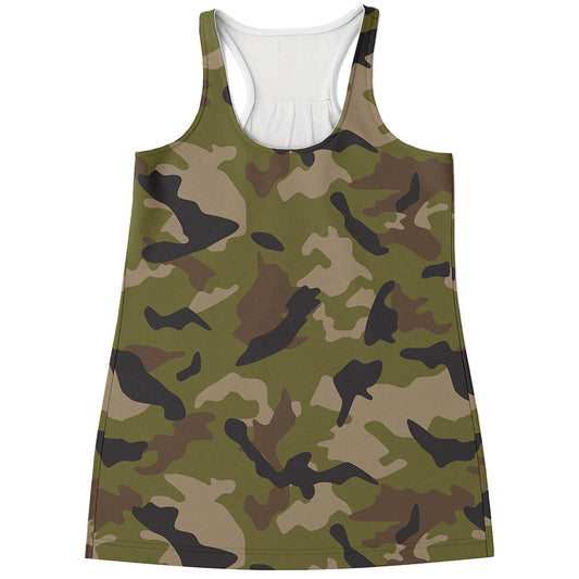 Desert Green Camouflage Print Women's Racerback Tank Top