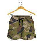 Desert Green Camouflage Print Women's Shorts