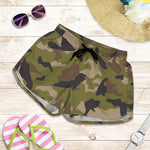 Desert Green Camouflage Print Women's Shorts