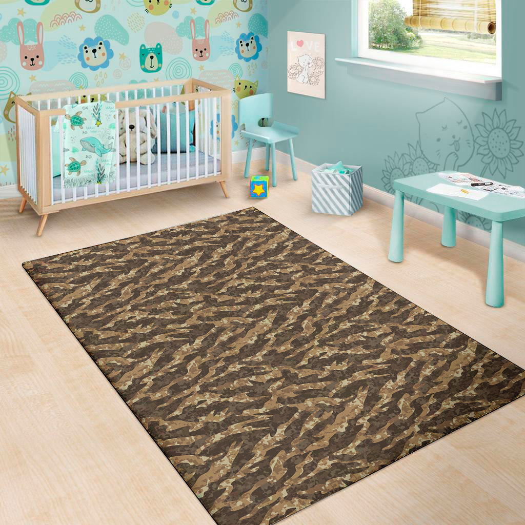 Desert Tiger Stripe Camouflage Print Area Rug