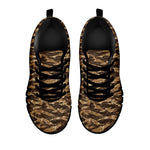 Desert Tiger Stripe Camouflage Print Black Sneakers