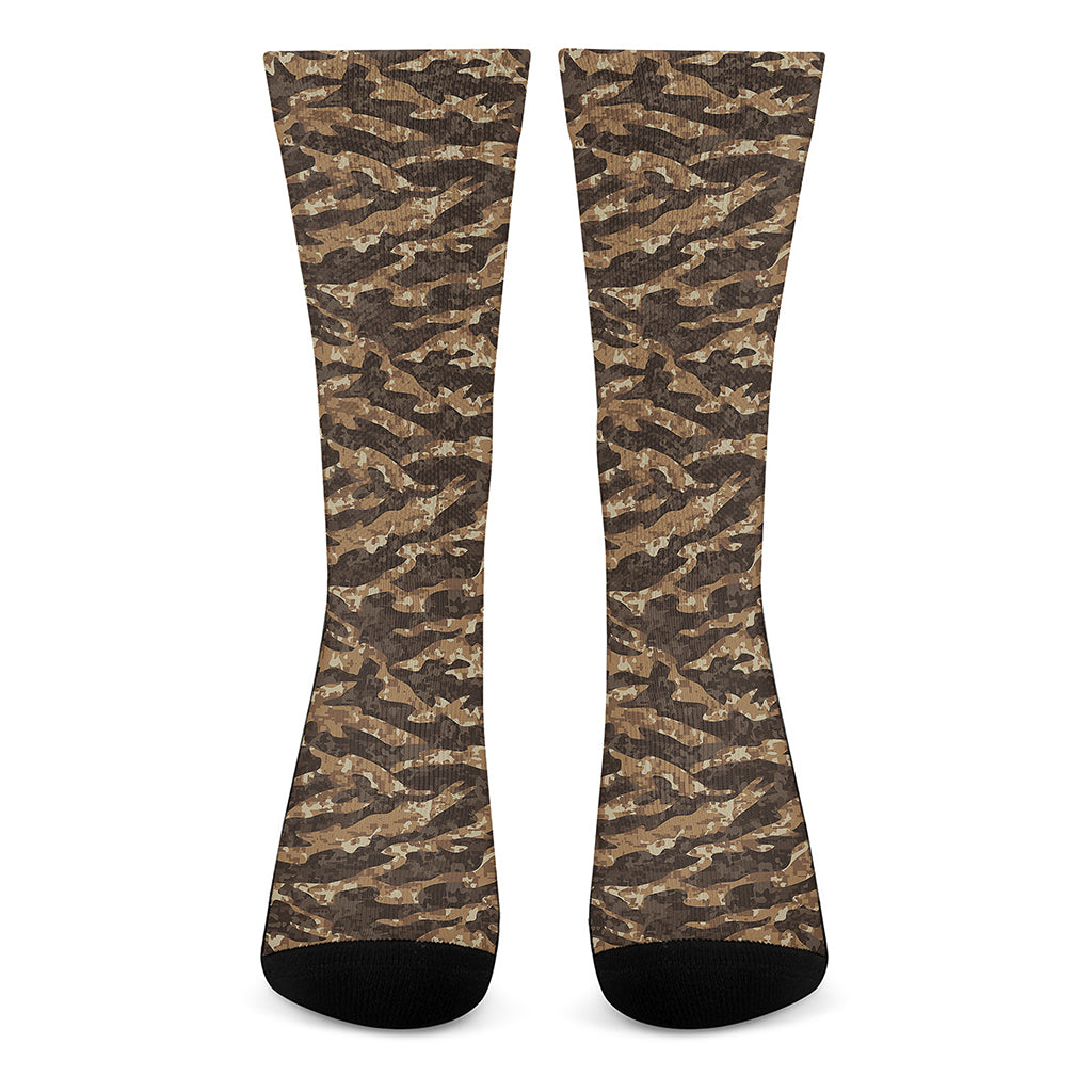 Desert Tiger Stripe Camouflage Print Crew Socks