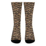 Desert Tiger Stripe Camouflage Print Crew Socks