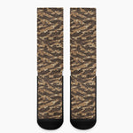 Desert Tiger Stripe Camouflage Print Crew Socks