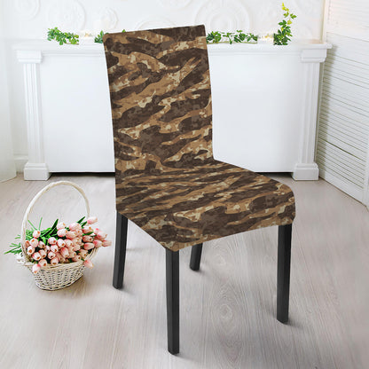 Desert Tiger Stripe Camouflage Print Dining Chair Slipcover