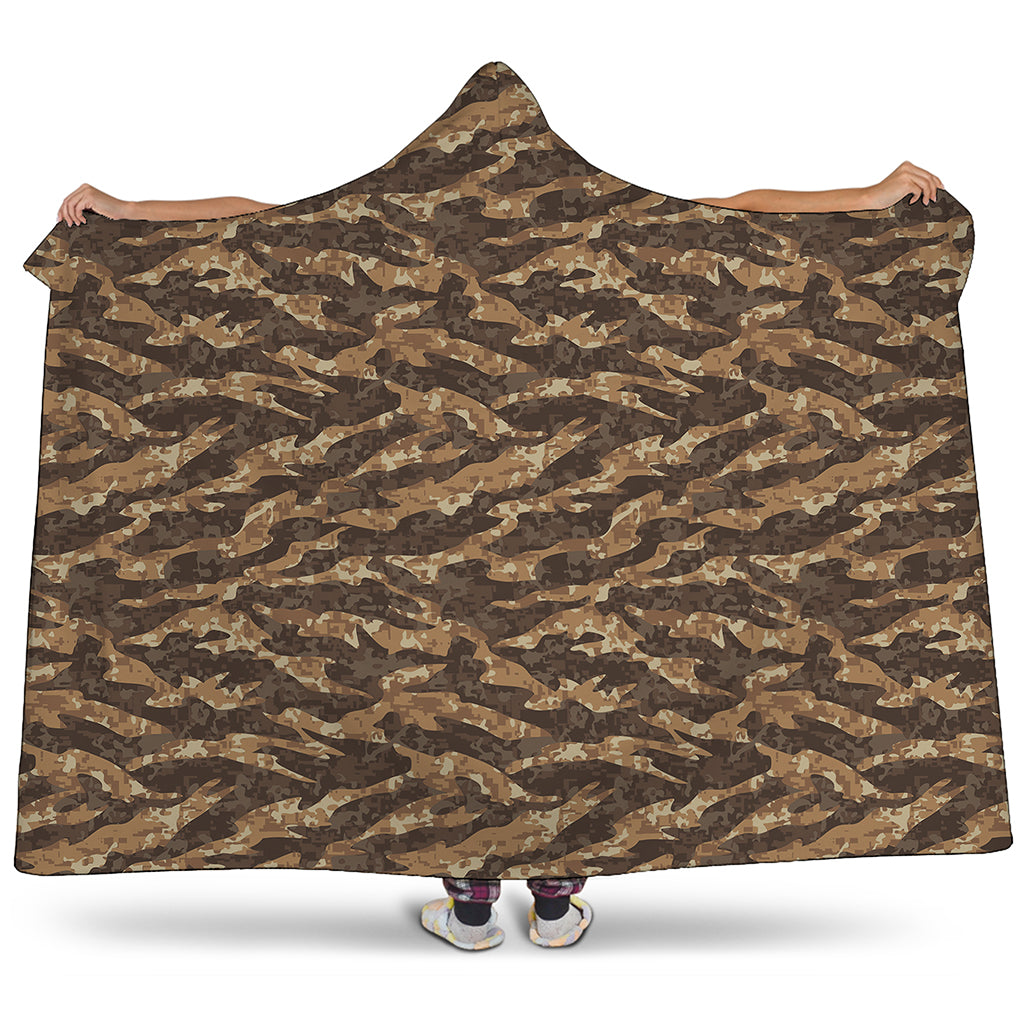 Desert Tiger Stripe Camouflage Print Hooded Blanket