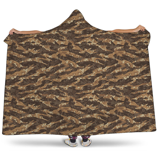Desert Tiger Stripe Camouflage Print Hooded Blanket