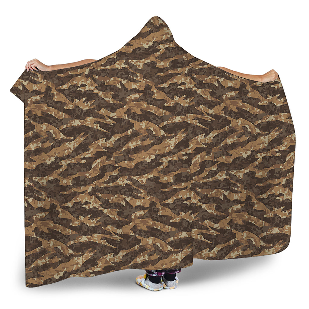Desert Tiger Stripe Camouflage Print Hooded Blanket