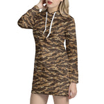 Desert Tiger Stripe Camouflage Print Hoodie Dress