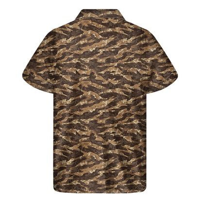 Desert Tiger Stripe Camouflage Print Men's Short Sleeve Shirt