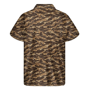 Desert Tiger Stripe Camouflage Print Men's Short Sleeve Shirt