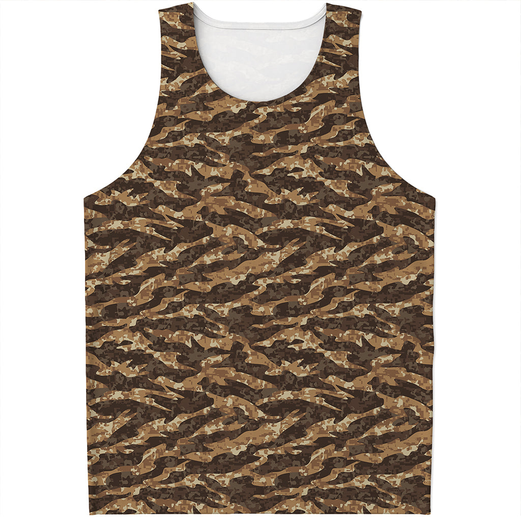 Desert Tiger Stripe Camouflage Print Men's Tank Top