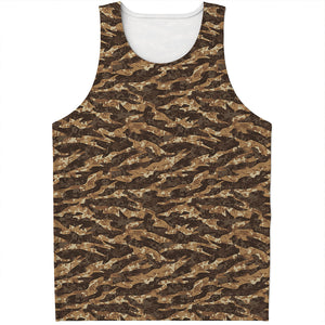 Desert Tiger Stripe Camouflage Print Men's Tank Top