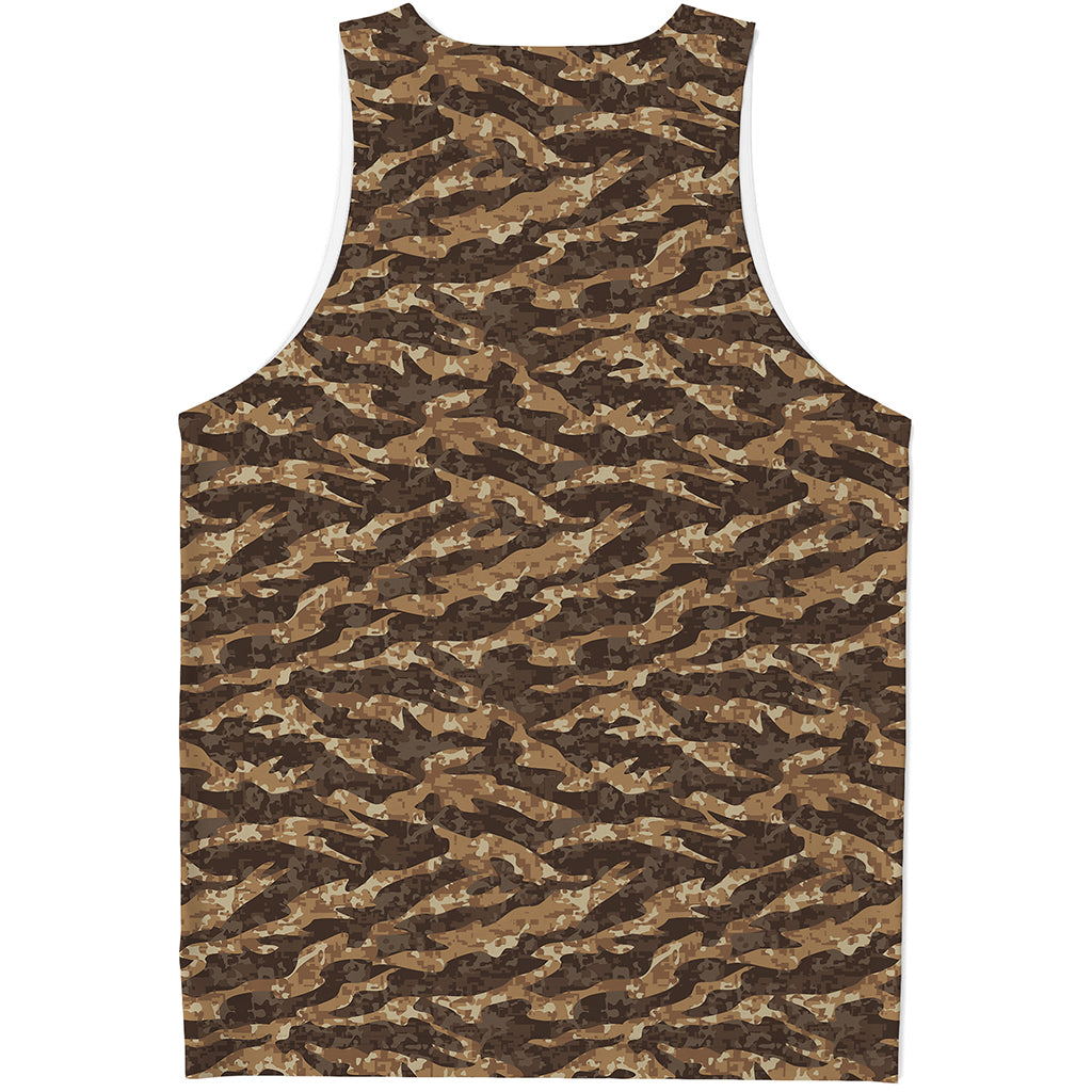 Desert Tiger Stripe Camouflage Print Men's Tank Top