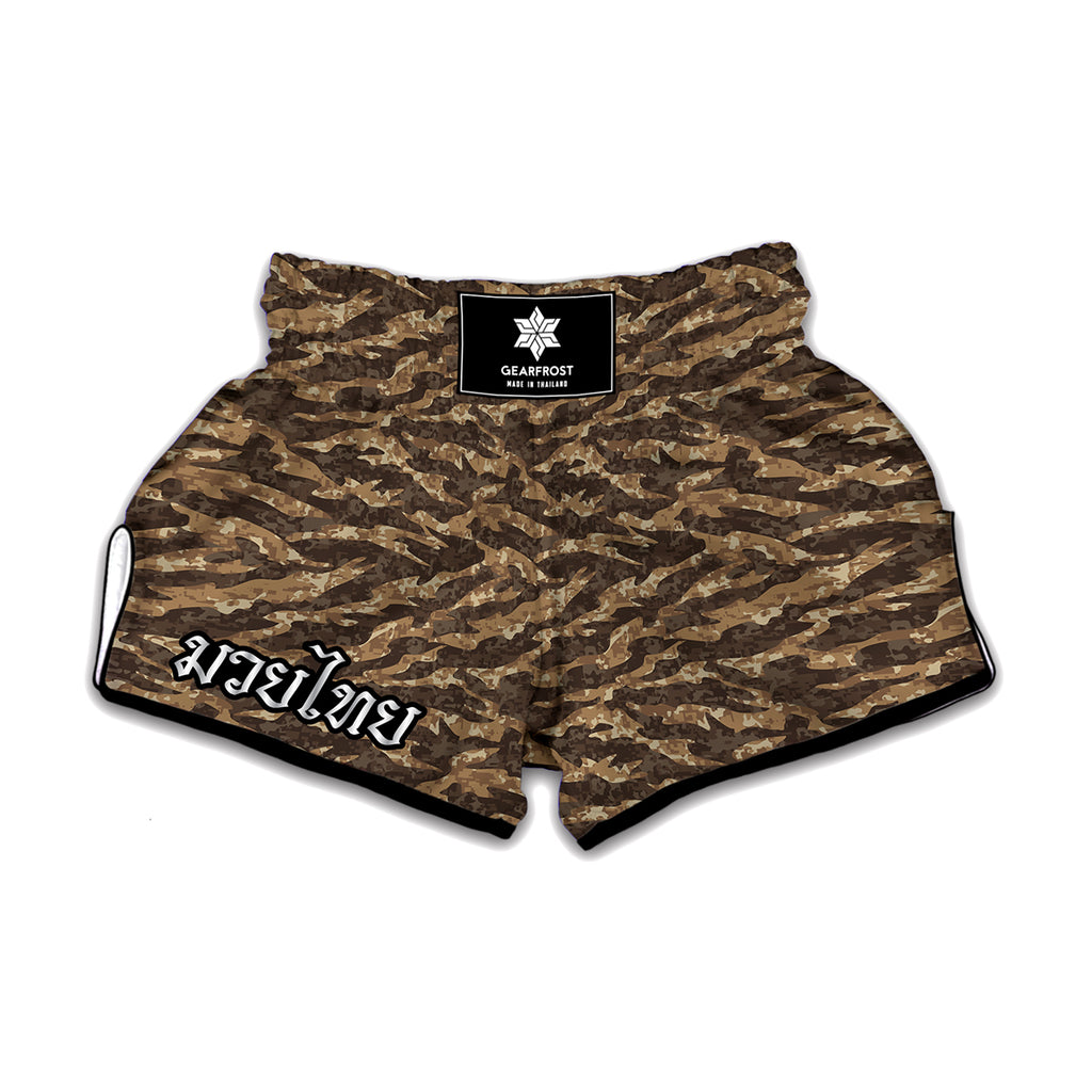 Desert Tiger Stripe Camouflage Print Muay Thai Boxing Shorts