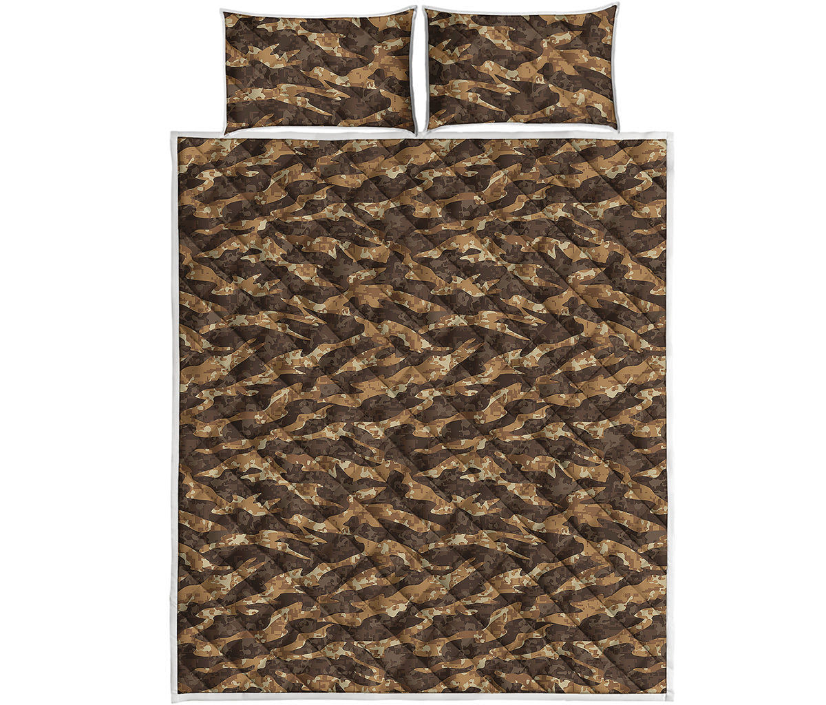 Desert Tiger Stripe Camouflage Print Quilt Bed Set