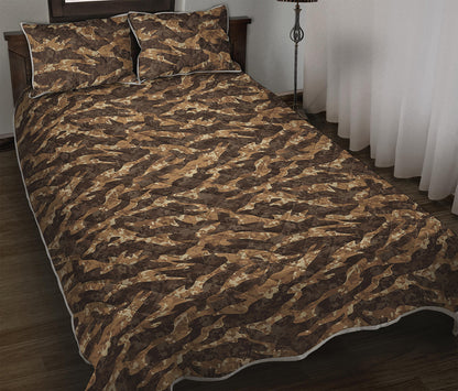 Desert Tiger Stripe Camouflage Print Quilt Bed Set