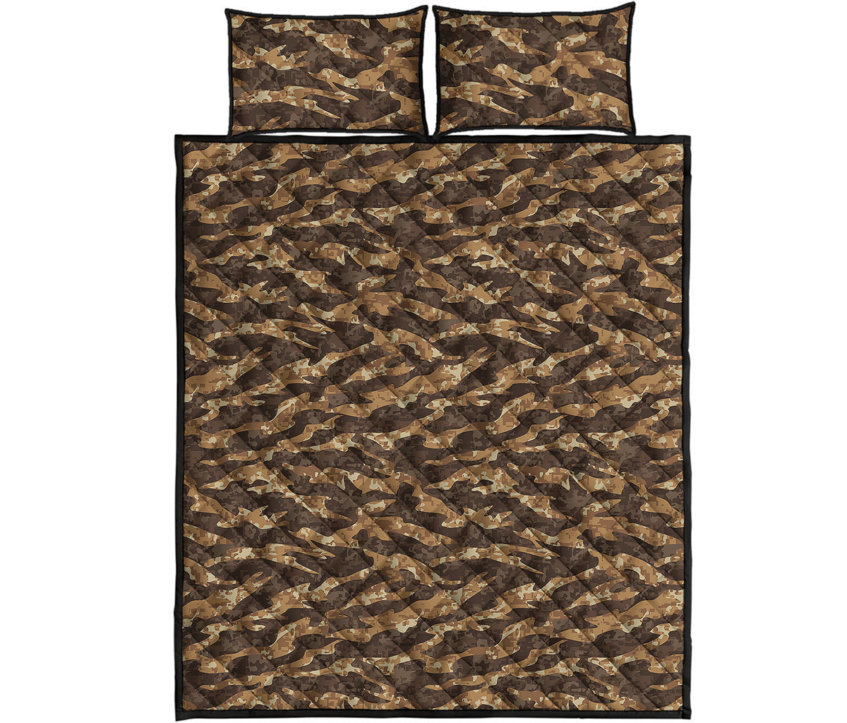 Desert Tiger Stripe Camouflage Print Quilt Bed Set