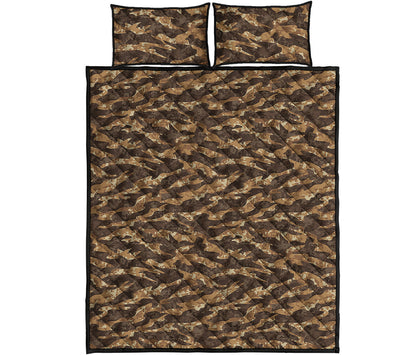 Desert Tiger Stripe Camouflage Print Quilt Bed Set