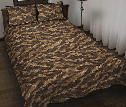 Desert Tiger Stripe Camouflage Print Quilt Bed Set
