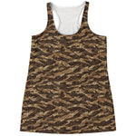 Desert Tiger Stripe Camouflage Print Women's Racerback Tank Top