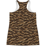 Desert Tiger Stripe Camouflage Print Women's Racerback Tank Top