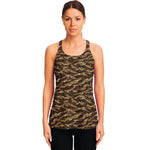 Desert Tiger Stripe Camouflage Print Women's Racerback Tank Top