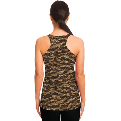 Desert Tiger Stripe Camouflage Print Women's Racerback Tank Top