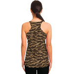 Desert Tiger Stripe Camouflage Print Women's Racerback Tank Top