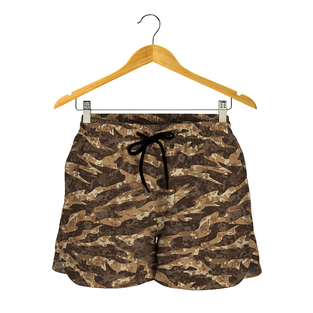 Desert Tiger Stripe Camouflage Print Women's Shorts