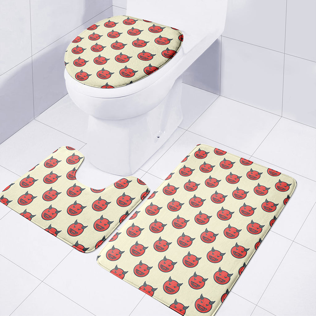 Devil Emoji Pattern Print 3 Piece Bath Mat Set