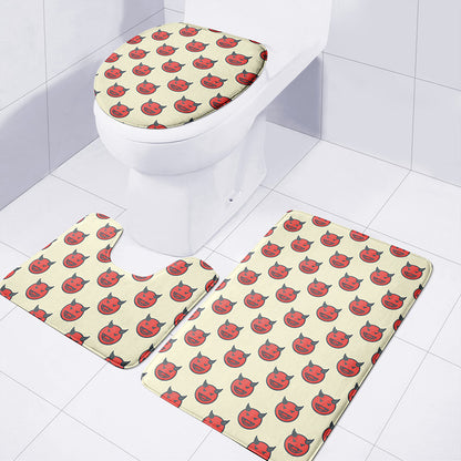 Devil Emoji Pattern Print 3 Piece Bath Mat Set