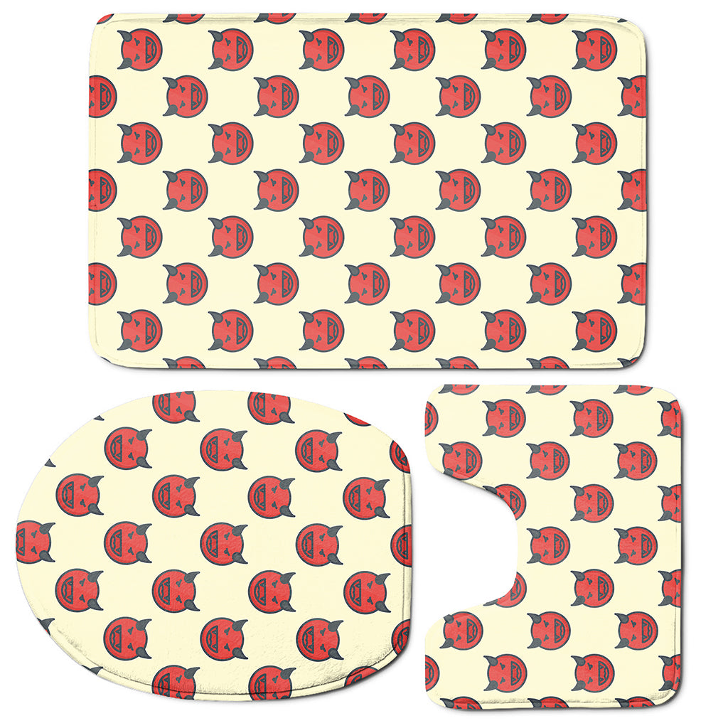 Devil Emoji Pattern Print 3 Piece Bath Mat Set