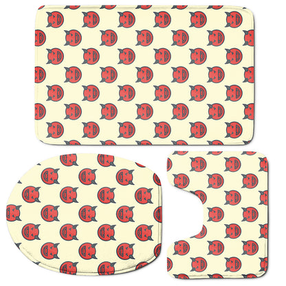 Devil Emoji Pattern Print 3 Piece Bath Mat Set