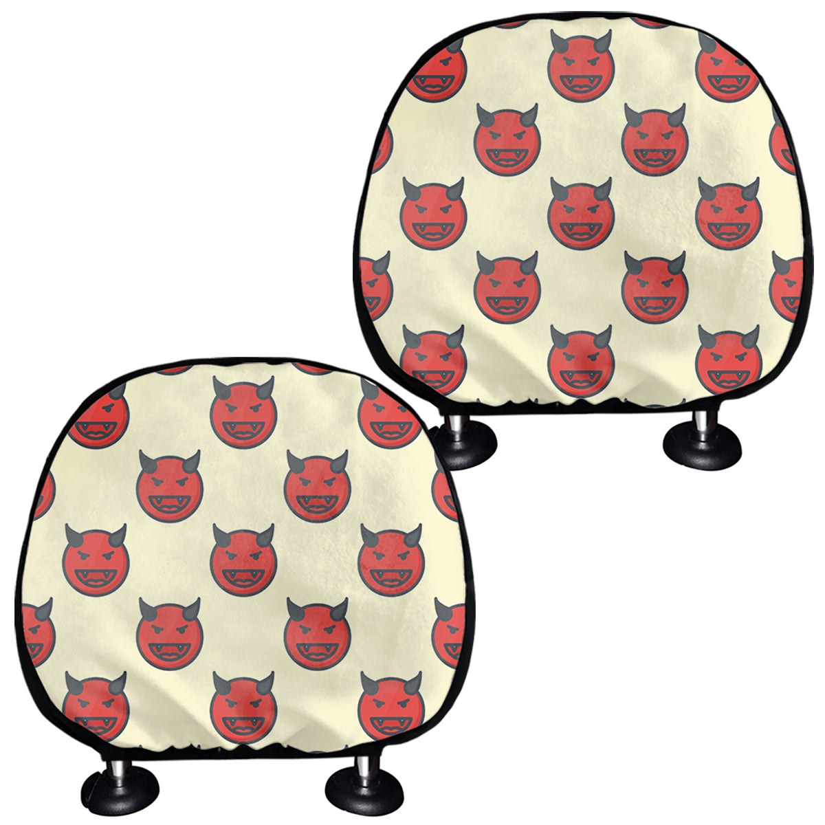 Devil Emoji Pattern Print Car Headrest Covers