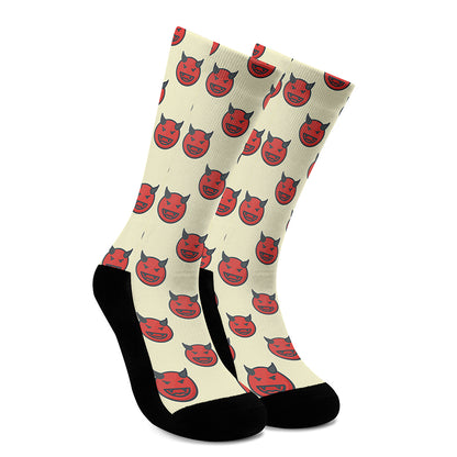 Devil Emoji Pattern Print Crew Socks