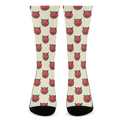 Devil Emoji Pattern Print Crew Socks