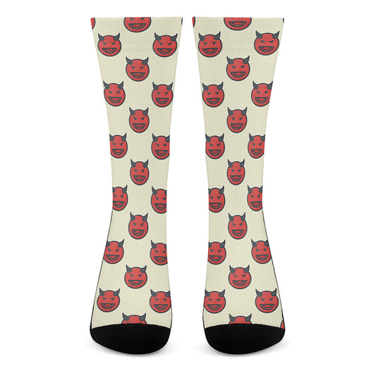 Devil Emoji Pattern Print Crew Socks