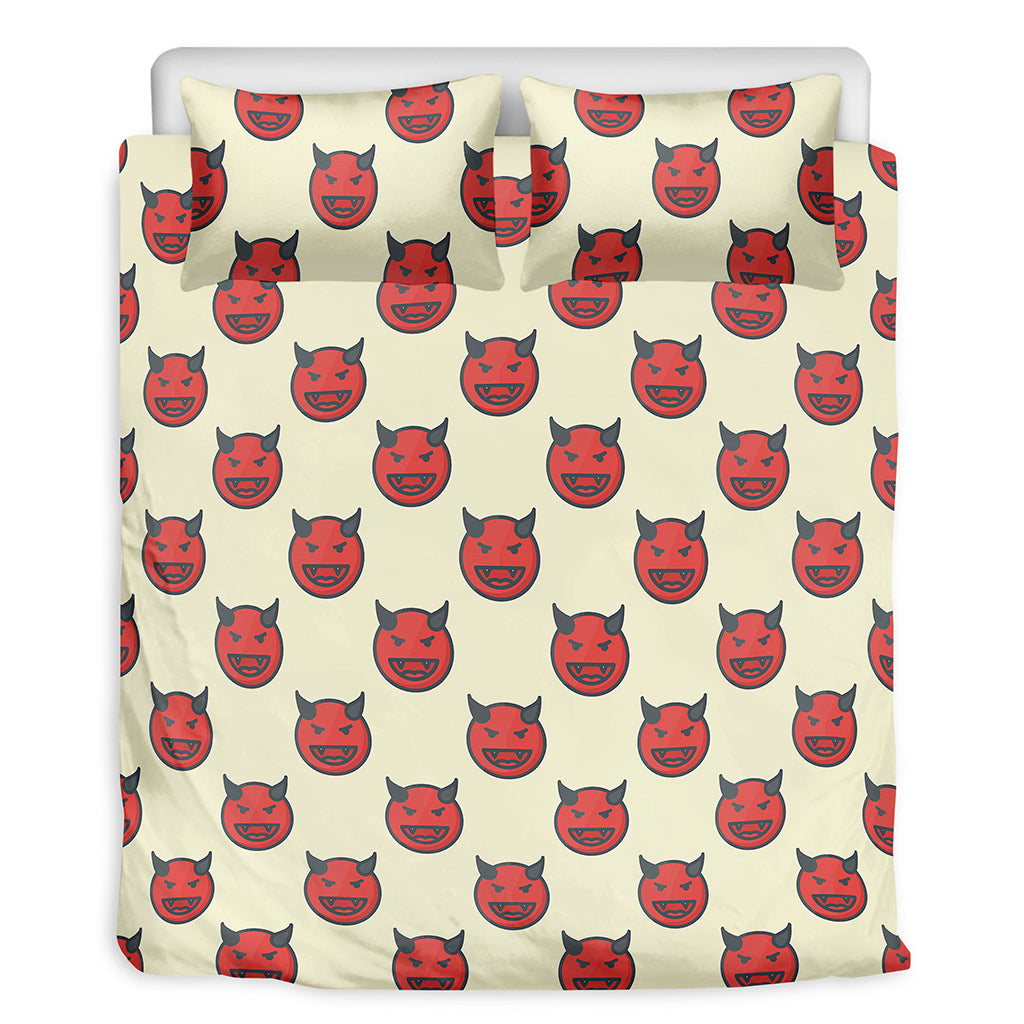 Devil Emoji Pattern Print Duvet Cover Bedding Set