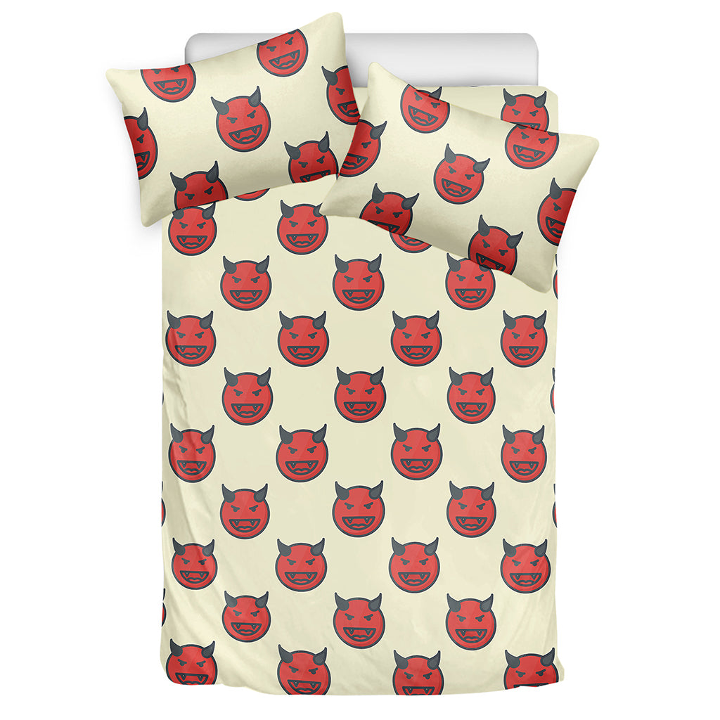 Devil Emoji Pattern Print Duvet Cover Bedding Set