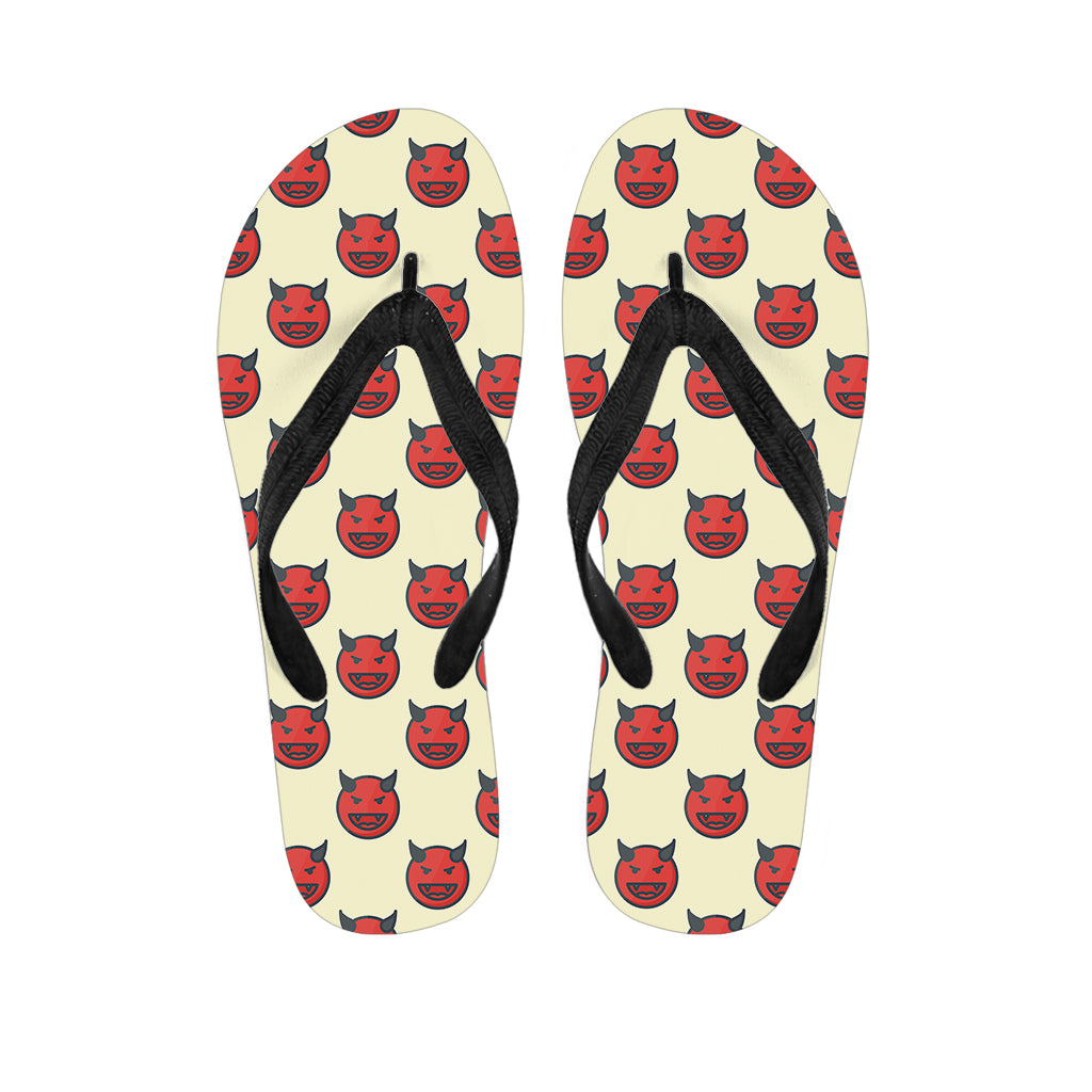 Devil Emoji Pattern Print Flip Flops