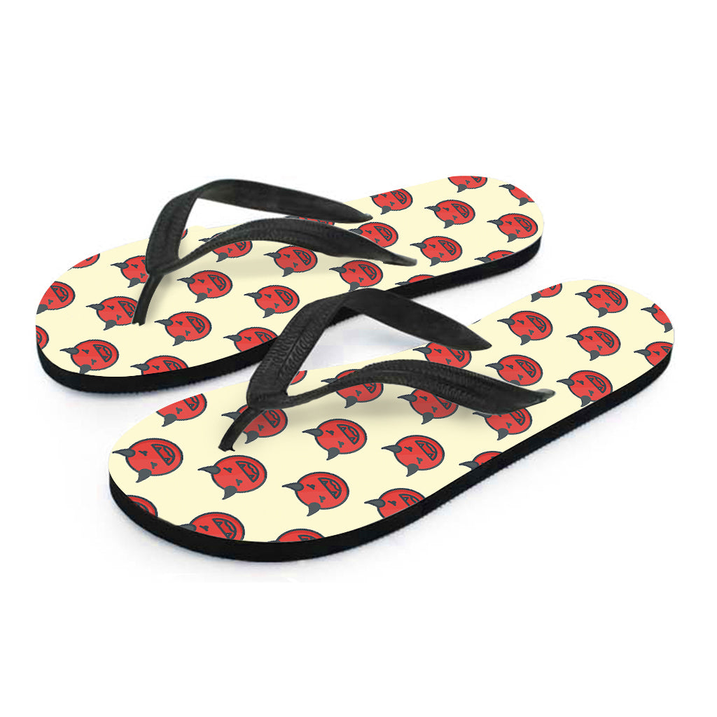 Devil Emoji Pattern Print Flip Flops