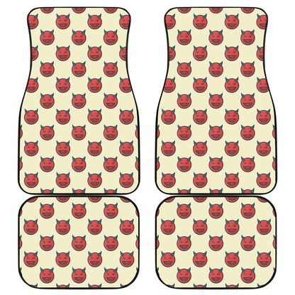 Devil Emoji Pattern Print Front and Back Car Floor Mats