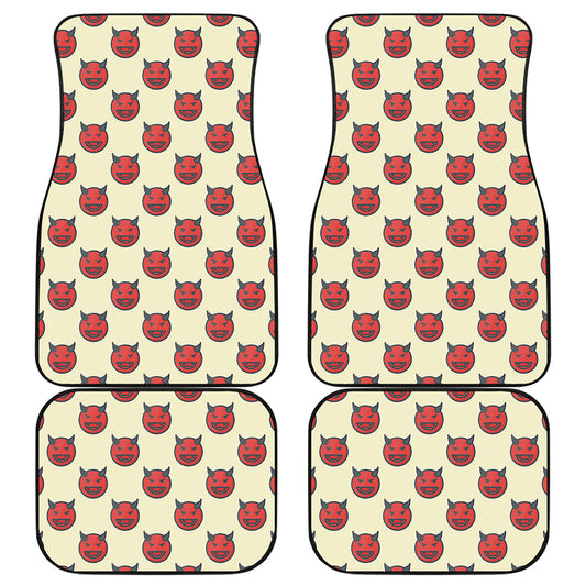 Devil Emoji Pattern Print Front and Back Car Floor Mats