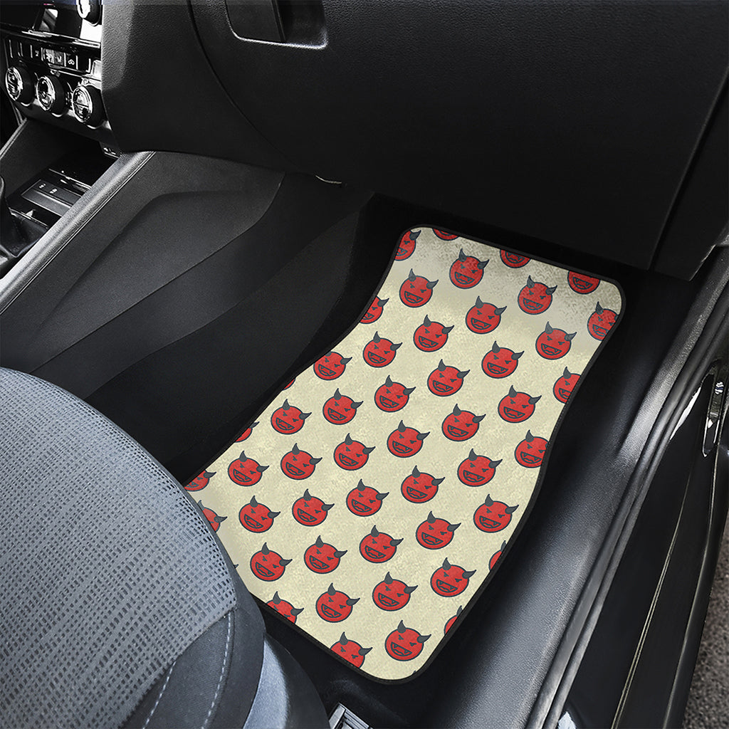 Devil Emoji Pattern Print Front and Back Car Floor Mats