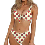 Devil Emoji Pattern Print Front Bow Tie Bikini