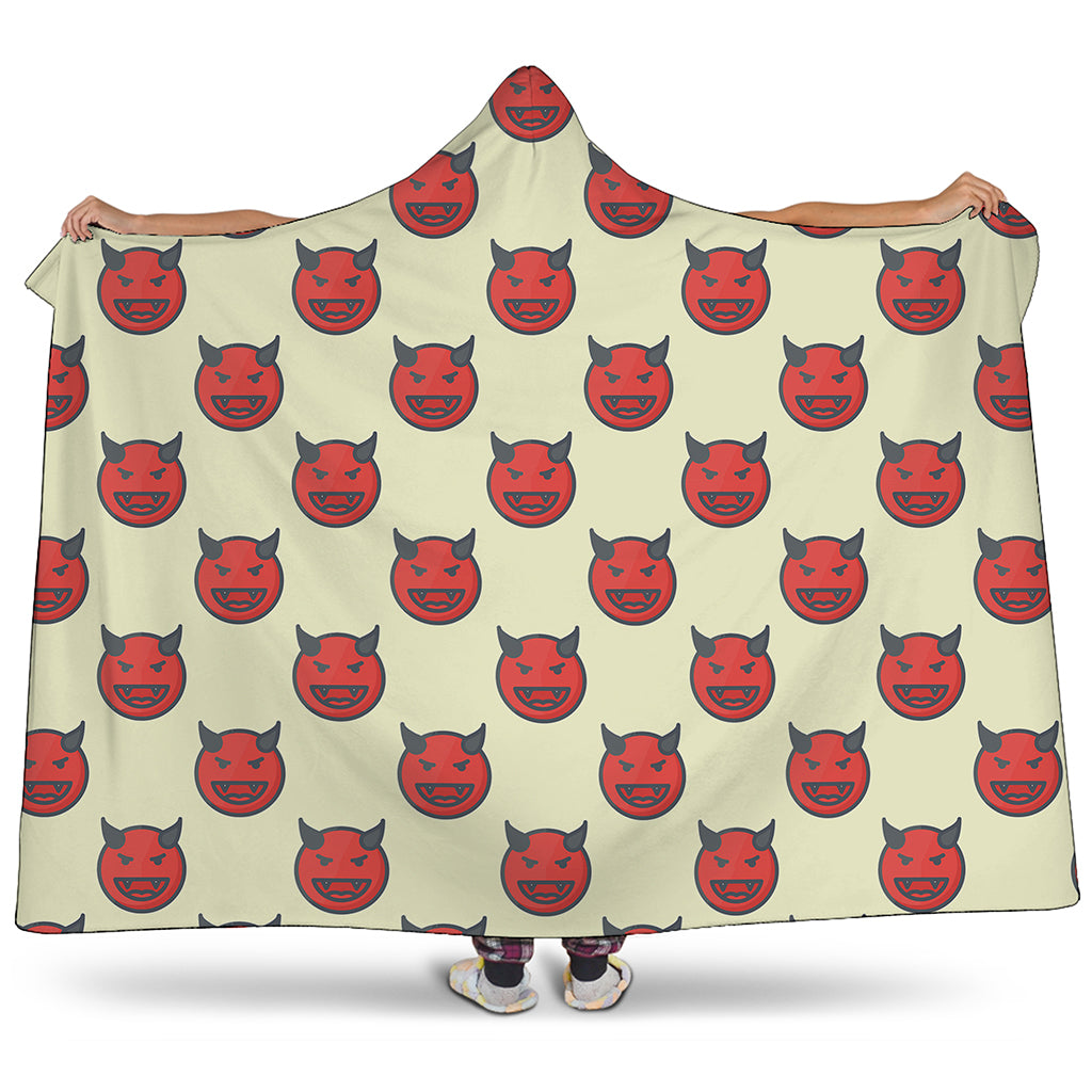 Devil Emoji Pattern Print Hooded Blanket