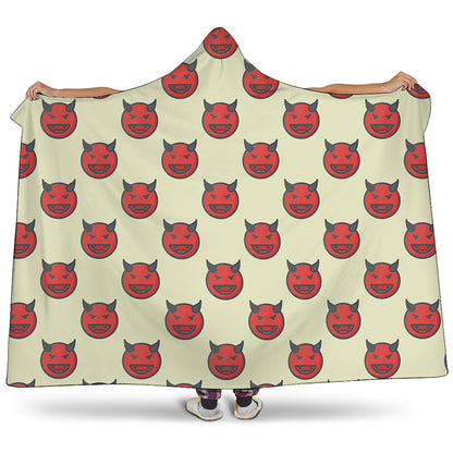 Devil Emoji Pattern Print Hooded Blanket